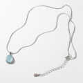 wholesale S925 Silver Elliptical Aquamarine Pendant Necklace Minimalist Ins Xiaohongshu Collarbone Chain Y00429-0-3