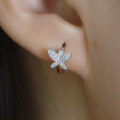 wholesale S925 Sterling Silver Micro-Inlaid Zircon Butterfly Hoop Ear Clasp, Small Fresh Pastoral Style Niche Design Earrings-0-3