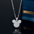 925 Silver Mickey Mouse Pendant Necklace with 1 Carat Moissanite-0-2