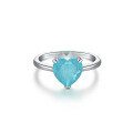 wholesale 925 Silver Plated Synthetic Paraiba 4ct Heart-Shaped 10*10 Ring for Women Fashion Minimalist Drop Shipping-0-5