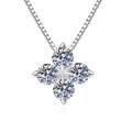 S925 Silver D Color Moissanite Four-Leaf Clover Pendant Necklace-0-3