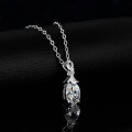 Sterling Silver Natural Blue Topaz Moissanite Necklace Pendant-0-1