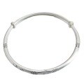 wholesale 999 Silver YONGYI Peach Push-Pull Bangle for Women, Vintage Minimalist Artistic Matte Finish Youthful Plain Adjustable Bracelet-0-4