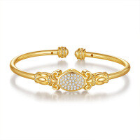 wholesale Metal material minimalist high-end adjustable open bracelet luxury personalized design niche jewelry source factory-Silver with zircon gold 925 silver