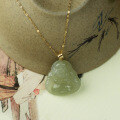 wholesale AU750 18K gold and Hetian jade green jade Buddha pendant for women, with certificate, set with natural big-belly smiling Maitreya jade Buddha-0-3