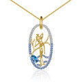 wholesale S925 Sterling Silver Shan Hai Jing Series Designer Blue Gemstone Pendant with Natural Topaz Necklace-0-6