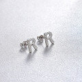 wholesale S925 Sterling Silver 26 Alphabet Letter Diamond Stud Earrings, Minimalist Korean Japanese Style Small Niche Dangle Earrings for Women-0-2