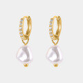 wholesale S925 Sterling Silver Baroque Pearl Zircon Ear Clip, Retro European Style, Minimalist Ins Fashion Earrings-0-3