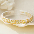 wholesale 999 Silver Fresh and Sweet Ins Style Niche Designed Chryanthemum Flower Heart Sutra Bangle with Gold Tracing S7864-0-0