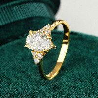 18K Gold Plated S925 Silver Moissanite Pear-shaped Halo Ring-1.5ct (set with zircon)  6 yards