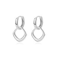 wholesale 925 Sterling Silver Minimalist Geometric Hoop Earrings For Women, Versatile, Unique, Ready To Ship Wholesale-E3070-White Gold 925 Silver