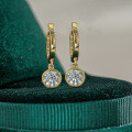 14K Gold Plated S925 Silver Women's Round Moissanite Stud Earrings-0-0