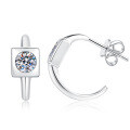 S925 Sterling Silver Geometric Square Earrings with D Color Moissanite-0-3