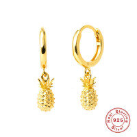 wholesale S925 Sterling Silver Pineapple Earrings, Hoop Ear Clips, Creative and Unique European and American Style Earrings-Platinum