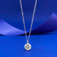 wholesale S925 Silver New Classic 7mm Round Diamond Necklace with Intricate Pattern Pendant Live Cross-Border Xiaohongshu-N515 Round Diamond Necklace 925 Silver