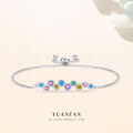 wholesale S925 Sterling Silver Wholesale Women's Bracelet with Rainbow Zirconia, Delicate and Sweet, Light Luxury-0-0