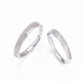 wholesale S925 Sterling Silver YaXi Couple's Ring Pair, Small Niche Design, Minimalist and Versatile Unisex Matching Bands with Adjustable Open Ring-0-4
