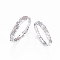 wholesale S925 Sterling Silver YaXi Couple's Ring Pair, Small Niche Design, Minimalist and Versatile Unisex Matching Bands with Adjustable Open Ring-PR003373 Opening adjustable