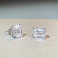 wholesale S925 Sterling Silver Women's Emerald Cut Square Ice Cube EarringsExaggerated Gemstone Zircon Ear Jewelry-0-2