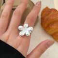 wholesale S925 Sterling Silver Korean Style Floral Ring for Women, Minimalist and Elegant Adjustable Open Band, High-End Versatile Design-0-0