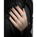 wholesale S925 Sterling Silver 177 Original Niche Design Minimalist Irregular Textured Colorful Zircon Open Ring for Women-0-3