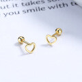wholesale 925 Sterling Silver Hollow Heart Ear Studs For Women, Minimalist Ins Style Small Helix Earrings, Niche Design Ear Accessories-0-2