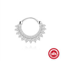 wholesale S925 Sterling Silver Classic Moissanite Round Nose Ring Piercing Soft Ear Cartilage Stud-Single platinum
