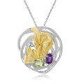 wholesale S925 Sterling Silver Designer High-End Gemstone Pendant Necklace with Naturalistic Design-0-4