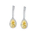 S925 Sterling Silver Teardrop High Carbon Diamond Earrings with Radiant Cut Icy Floral Design-0-3