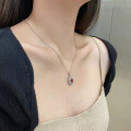 wholesale S925 Silver Alloy ZHUOZHIFANG Jewelry 7*9 Oval Simulated Ruby Necklace, Ins Style Jewelry Necklace for Live Streaming-0-2