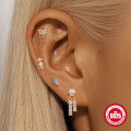 wholesale S925 Sterling Silver Opal Fringe Heart Cylinder Flat Thread Ear Bone Piercing Earring with Diamond Inlay-0-2