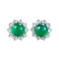 wholesale 925 Silver Inlaid with 80mm Cabochon Green Chrysoprase Earrings, Rich Lady Style Extravagant Setting Classic Earrings-0-4