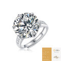 S925 Silver Moissanite Six-Claw Light Luxury Adjustable Ring-0-54