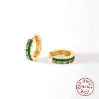 wholesale S925 Sterling Silver Drip-Oil Splice Fashion Ear Climber, Popular in Europe and America, Enamel and Rhinestone Design, High-End Ear Jewelry-Gold-3 Rose Red Oil Drops 925 Silver