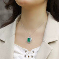 wholesale S925 Silver New Style Simulated Emerald 12*15mm Necklace, The Joy of a Wealthy Woman, Hot on Douyin-0-1