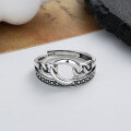 wholesale S925 Sterling Silver Double-Layer Twisted Circle Pendant Small Lock Head Ring Retro Minimalist Niche Unisex Band-0-2