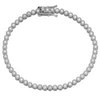 Sterling Silver 2mm 3-Point Moissanite Small Crown Bracelet-Small crown bracelet (white gold)  14cm
