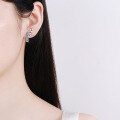 Sterling Silver Moissanite Butterfly Earrings with Elegant Tassels-0-2