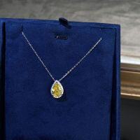wholesale S925 Sterling Silver Ice Cut Necklace for Women, Teardrop Pear-Shaped High Carbon Diamond Pendant, High-End Versatile Choker for Wholesale-Yellow Diamond-XL133 925 Silver
