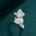 wholesale Heart-shaped 8*8 ice-cut white G-color 2-carat twin-stone couple's open ring, adjustable 6/8/1-0-5