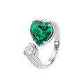 wholesale S925 Sterling Silver Enzel Heart-Shaped Emerald Gemstone Ring for Women, Heavy Craftsmanship Design, Cross-Border Live Streaming Best-Seller-0-4