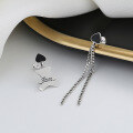 wholesale S925 Sterling Silver Enamel Love Bear Tassel AB Style Earrings Ins Korean Version Elegant Hong Kong Style Earrings for Women-0-1
