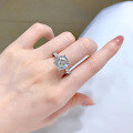 wholesale 925 Silver New 5ct Firework Cut Aurora Six-Prong Ring for Women, High-End Rich Lady Style Ring-0-3