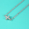 Sterling Silver D-Color White Moissanite Cross Pendant Bracelet for Women-0-0