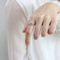 wholesale S925 Sterling Silver AR975 Korean Style Fashion Double Knot Distressed Vintage Minimalist Open Ring-0-2
