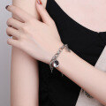 wholesale S925 Sterling Silver Retro Thai Silver Oval Thick ChainFive-Point Star PendantBracelet。-0-2