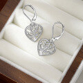 wholesale Metal: 925 Sterling Silver, Cross-Border New Life Tree Earrings, European and American Amazon Fashion Minimalist Hollow Heart-shaped Ear Drops Earrings-0-3
