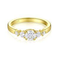 wholesale 925 Sterling Silver Ring Wedding Ring Cross-Border Bestseller European and American Classic 925 Sterling Silver Zircon Ring Women Light Luxury High-End-925 Silver Gold US Size 10#