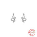 wholesale 925 Sterling Silver Ins Style Snake-shaped Diamond Accent Earring Wire Stud Earrings for Trendsetters-0-6