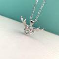 wholesale S925 Sterling Silver Moissanite Antler Pendant Necklace, "Deer to Have You" Minimalist Collarbone Chain, Wholesale from Manufacturer-0-2